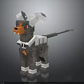 Pixelated Dog Like Creature Game Character With White Horns Orange Nose And Gray Body