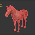 Realistic Brown Horse Statue Standing On Gray Background With Shiny Details