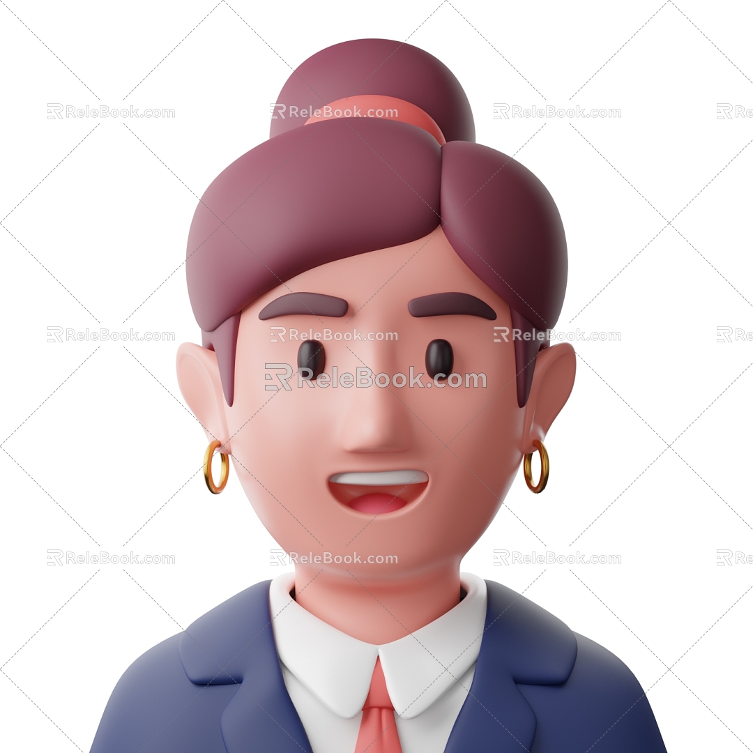 Modern Woman Cartoon Woman Cartoon Woman Avatar Bank Worker Business Staff 3d model