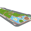 Amusement Park Layout Design With Multiple Pools Slides And Green Areas 3d model