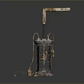 Vintage Industrial Lighting Combination With Metal Stand Glass Shade And Decorative Wires