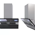 Modern Kitchen Range Hoods With Stainless Steel Body Black Panel And LED Lights