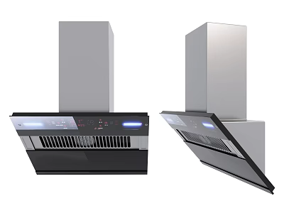 Modern Kitchen Range Hoods With Stainless Steel Body Black Panel And LED Lights 3d model