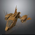 Futuristic Brown Interstellar Spaceship 3D Model With Detailed Wings And Engines