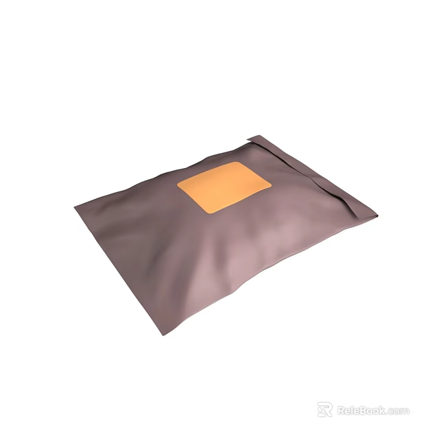 Brown Practical Storage Bag With Orange Square Patch For Daily Use And Organization 3d model 