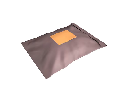 Brown Practical Storage Bag With Orange Square Patch For Daily Use And Organization 3d model