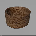 Brown Woven Round Storage Basket with Natural Design for Home Organizing