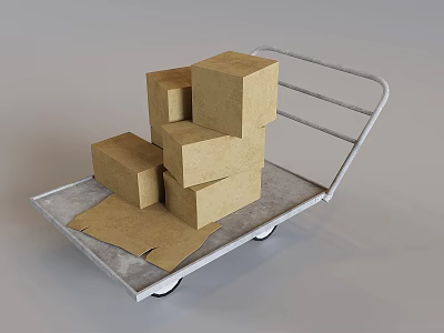 Handling trolley flatbed truck push truck pull truck 3d model