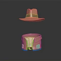 Brown Wide Brimmed Hat With Leather Case And Shirt Collar Accessory Detail