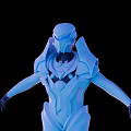 Full Body Futuristic Armored Game Movie Character In Blue White Sci Fi Costume