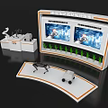 Modern Hi tech Exhibition Booth Design With Display Island Robots Large Screens And Green Plants