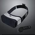 Blue And White VR Headset With Ergonomic Headband And Wireless Controller 3d model