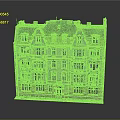 European Style Multi Story Building with Classic Windows Balconies Dark Roof and Ornate Facade