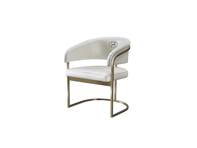 Modern White Leather Dining Chair With Curved Backrest And Metal Frame Design 3d model