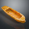 Vintage Handcrafted Wooden Boat Shaped Container With Rustic Texture 3d model