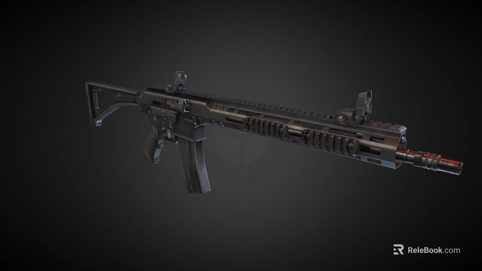 Tactical Assault Rifle With Modern Design Black Finish Rail System And Ergonomic Grip 3d model 