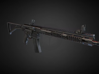 Tactical Assault Rifle With Modern Design Black Finish Rail System And Ergonomic Grip 3d model