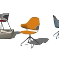 Modern Office Chairs In Orange Gray Blue With Sleek Backrest Armrest And Metal Base