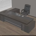 Modern Office Desk With Black Chair Laptop On Wooden Floor Near Window