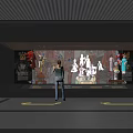 Person Viewing Various Traditional Costumes In Exhibition Display Cabinet Hall