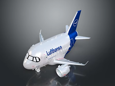 Lufthansa Airplane Model With White Body Blue Tail Fin And Company Logo 3d model