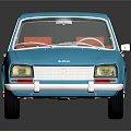 Blue Classic Sedan Shiny Exterior Design With Reflection On Dark Background