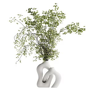 Modern branch bouquet vase flower art 3d model