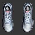 Light Blue Mesh Running Shoes With White Black Sole And Red Tongue