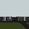 Modern Simple School Middle School Education Building Campus Teaching Building Playground 3d model
