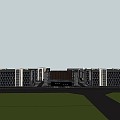 Modern Simple School Middle School Education Building Campus Teaching Building Playground 3d model