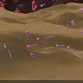 Purple Microorganisms With Rod Shaped And Spherical Structures On Red Background