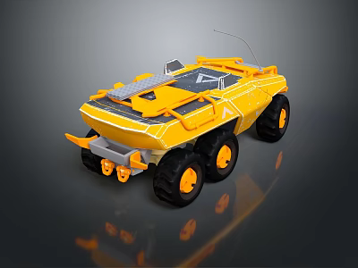 Yellow Six Wheeled Utility Vehicle With Equipment 3d model Yellow Six Wheeled Utility Vehicle With Equipment 3d model