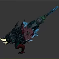 Game Movie Character Mythical Creature With Colorful Blue Green Red Feathers And White Horns Design