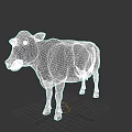 Detailed Realistic Black And White Cow Standing Isolated On Dark Background