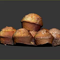 Freshly Baked Stack Of Golden Brown Muffins Topped With Sugar Sprinkles