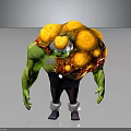 Muscular Green Skinned Creature With Orange Bulbous Growths Goggles And Dark Pants