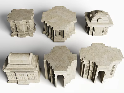 Classical Stone Architectural Components With Various Ornate Column And Arch Designs 3d model