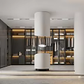 Modern Showroom Interior Featuring Wooden Doors And Product Display Sections