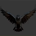 Realistic Blue Bird with Spread Wings and Detailed Feathers Flying in Dark Background