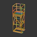 Construction Safety Platform With Yellow Metal Frame And Ladder Structure 3d model