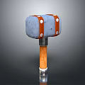 Sturdy Blue Hammerhead With Orange Wooden Handle And Metal Shaft For Hardware Tools