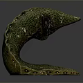 Decorative Green C Shaped Animal Sculpture With Spotted Surface And Holes