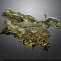 Natural Mineral Formation With Green And Gold Textured Irregular Surface