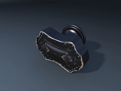 Elegant Black Door Handle Featuring Intricate Carved Edges And Smooth Grip 3d model