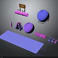 Yoga Equipment Collection Including Mat Balls Foam Roller Dumbbells Hanger And Spray Bottle