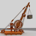 Orange Industrial Crane Equipment With Gear Mechanism Boom Lifting Cage And Wheels
