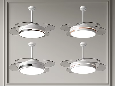 White Ceiling Mounted Air Conditioner Fans With Various Design Styles And LED Lights 3d model