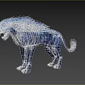 Fierce Blue Lion With Fluffy Mane Open Mouth And Detailed Fur