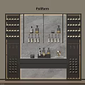 Elegant Modern Sideboard with Glass Doors Metal Frame and Wine Storage Racks