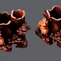 Intricate Wooden Carving Pen Holders With Animal Sculptures And Mushroom Decorations